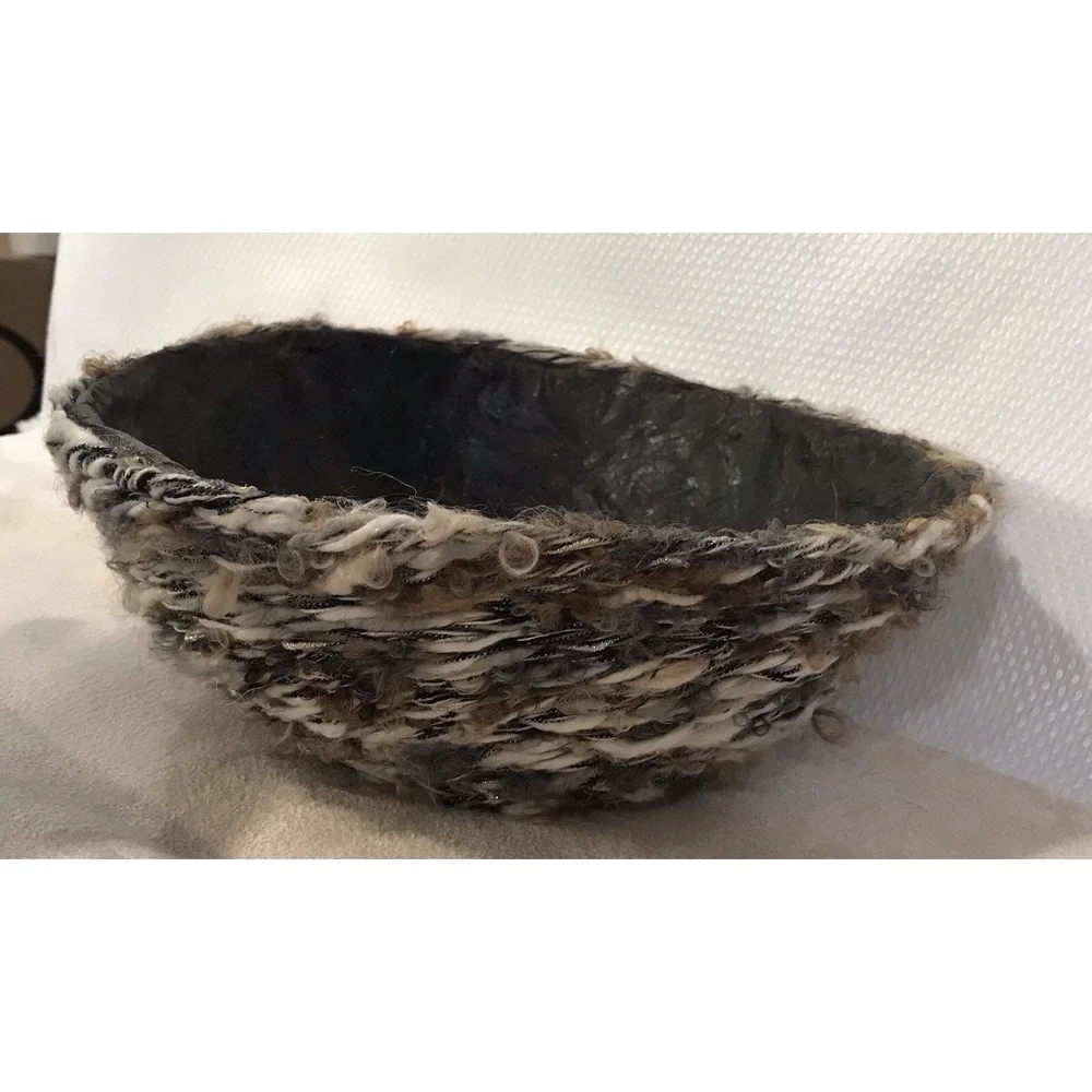 OOAK Yarn Wrapped Gourd Bowl Local Artist DM Novak Dennis Zopp Handmade Art